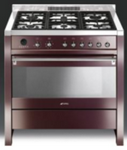 Smeg 90cm Opera Cooker - Wine Red High Gloss