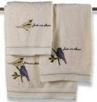 Embroidered Bird Bath Towel