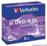 Verbatim DVD+R Double Layer Matt Silver 8x 8.5GB DVD-R 5 Pack Jewel Case