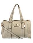 Vikson Genuine Leather Barrel Bag In Cream