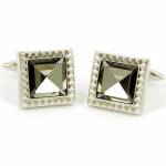 Grey Mirror Rhodium Cufflinks Set
