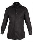 Carducci Long Sleeve Double Cuff Stripe Shirt  Black