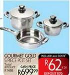 Courmet Gold 5 Piece Pot Set