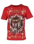 D-Struct Tiger Printed Gold Foil T-Shirt  Red