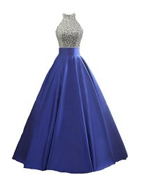 Heimo Women's Sequined Keyhole Back Evening Party Gowns Beaded Formal Prom Dresses Long H123 8 Blue