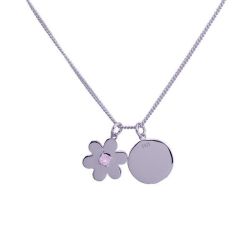 Daisy Disc Necklace With Pink Rose Quartz