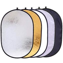 5-IN-1 Foldable Backdrop 35" X 47" Reflector Photography Photo Studio Portable Collapsible Oval Large Light Reflectors diffuser Accessories Kit With Carrying Case For Outdoor Camera Vedio Lighting