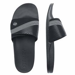 Fitory Mens Slides Sandals Ajustable Cloudfoam Slippers For Beach Black Size 9 Mens Slides Sandals Ajustable Cloudfoam Slippers