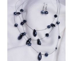 Necklace & Matching Earring Set - Black Metallic