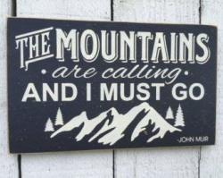Emily The Mountains Are Calling And I Must Go John Muir Quote 11 X 18 Typography Sign Mountain Lodge Cabin Decor Rustic Distressed Wood