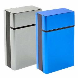 Cigarette Case & Dispensers 2 Boxes King Size 18-20 Capacities Sturdy Cigarette Holder Metal Exterior And Plastic Inner Cigarette Accessories F-king Blue+gary King Size