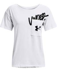 Women's Ua Oversized Wordmark Graphic T-Shirt - White LG