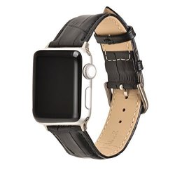 Black Genuine Leather Band For Apple Watch 38MM Iwatch Series 1 2 3 Nike Sports Replacement Strap Bands