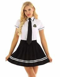Acsuss Women's Schoolgirl Costume Japanese Uniform Dress Sailor Suit Outfits Set White&black Small
