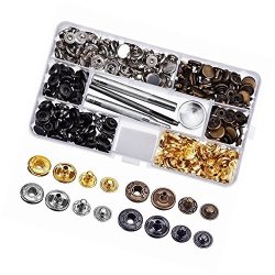 Highmoor 80 Set Snap Fastener Kit Button Tool Press Studs Fastener Snap On Set Clothing Snaps Kit With 4 Pieces Fixing Tools For Leather Craft Repairing Decoration
