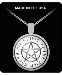 Pentacle With Runes Necklace - Wiccan Earth-based Spirituality Gift