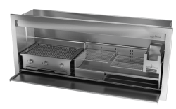Combo Braai Wood & Gas Stainless Steel 5 Sizes - 2000MM Combo Insert Braai Full 304 Stainless Steel