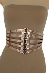 TFJ Women Fashion Wide Elastic Corset Belt Hip Waist Brown Plus Size L XL  XXL