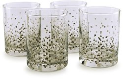 Circleware 76828 Confetti Speckled Whiskey Set Of 4 Kitchen Entertainment Drinking Glasses Glassware For Water Juice Beer And Bar Barrel Liquor Dining Decor Beverage Cups 11.25 Oz Silver