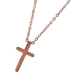 Crcs -stainless Steel Necklace On Card-christmas & Cross Rose Gold
