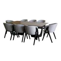 Hamptoms 9 Piece Dining Table And Chairs Oak Veneer