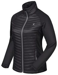 Little Donkey Andy Women's Insulated Hiking Jacket Thermal Running Hybrid Jacket Lightweight Breathable And Warm Black Size S