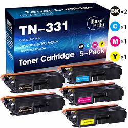 5-PACK 2K+C+Y+M Compatible TN331 Toner Cartridge TN-331 Work For Brother HL-L8250CDN 8350CDW 8350CDWT MFC-L8600CDW L8850CDW 8650CDW Printer By Easyprint