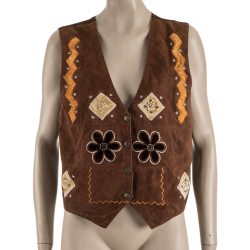 Leather Waistcoat With Embroidery And Designs - M