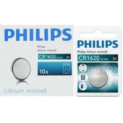 Philips Minicells Battery CR1620 Lithium Sold As Box Of 10 Retail Box No Warranty