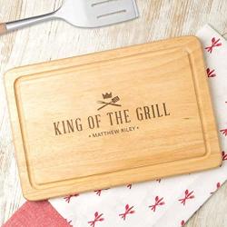 Personalized 'king Of The Grill' Wooden Bbq Cutting Board - Grilling Gifts For Men - Personalized Cooking Gifts For Men - Bbq Gifts For Men