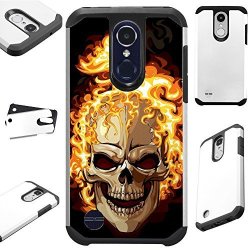 For LG Rebel 4 LG Rebel 3 Case Hybrid Tpu Fusion Phone Cover Skull Fire