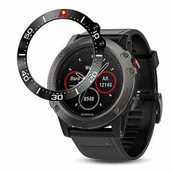 Baihui Titanium Metal Bezel Ring Compatiable With Garmin Fenix 5X Watch Bezel Ring Adhesive Cover Anti Scratch & Collision Protector For Garmin Watch Accessory