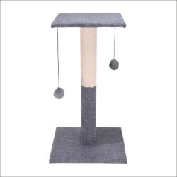 Cat Tree On Stand With 2 Balls On Rope Grey