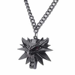 Onlyfo Rhinestone The Witcher 3 Red Eyed Wlof Head Pendant Necklace With Jewelry Box The Witcher 3 Necklace Necklace For Women Men Style B