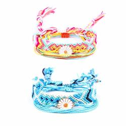 Jstr Friendship Bracelet Daisy Flower Wax Line Braided Boho Bracelet Set For Women And Girls 6PC