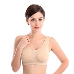 Clearance Women's Intimates Weuie Womens Thin No Mat Athletic Vest Fitness Sports Yoga Stretch Bra 2XL Beige