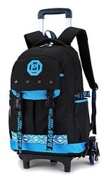 Meetbelify Kids Rolling Backpacks Luggage Six Wheels Unisex Trolley School Bags Blue