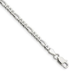 925 Sterling Silver 3MM Figaro Chain Bracelet 7INCH