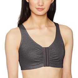 Fruit Of The Loom Womens' Front Close Built Up Sports Bra Charcoal Heather 34