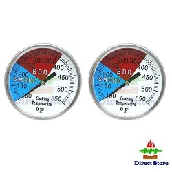 Direct Store Parts DT111 2-PACK 2" 550 Rwb Bbq Charcoal Grill Wood Smoker Oven Pit Temp Gauge Thermometer 2 2" Fahrenhite 100 To 550