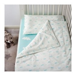 Ikea Himmelsk 4-PIECE Turquoise Blue Crib Bed Linen Set