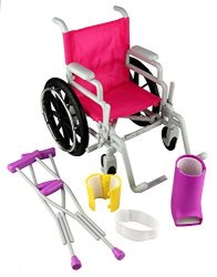 Click N&apos Play Doll Wheelchair And Crutches Set Perfect For 18 Inch American Girl Dolls