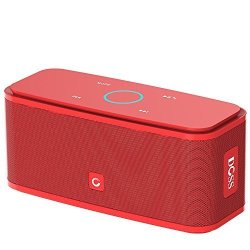 DOSS Soundbox Touch Portable Wireless Bluetooth Speakers With 12W HD Sound And Bass 20H Playtime Handsfree Speakers For Home Outdoor Travel-red