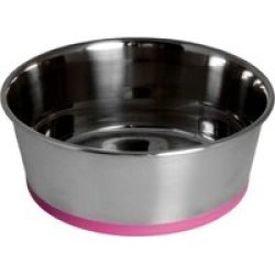 Rogz Stainless Steel Slurp Dog Bowl Pink Base