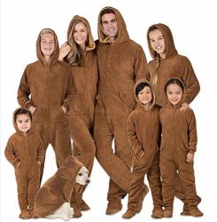 Footed Pajamas - Family Matching Chocolate Brown Hoodie Onesies For Boys Girls Men Women And Pets Kids - Small Fits 4'2-4'5"