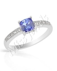 0.77ctw Natural Diamond And Tanzanite Engagement Ring In 925 Sterling Silver- Size 9 r
