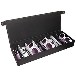 Modern Design Black 8 Compartment Fabric Sunglasses Storage Organizer Box Watch Display Case
