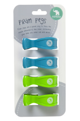 All4ella - 4 Pack Pram Pegs Blue green Fluro Baby Shower Gift