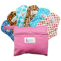 Lbb Tm Rusable Washable Bamboo Mama Cloth Menstrual Pads sanitary Pads panty Liners 10 Inch 6PCS Pack