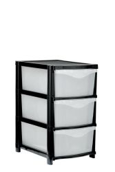 Storage Unit With 3 Drawers Black And Clear